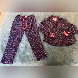 Anthropologie Eloise Bike Print Pajama Set Shirt & Pants Size M/XS Loungewear